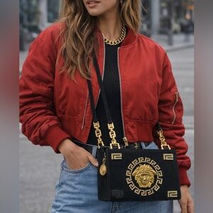 Rare Versace Medusa Greek Key Bag with COA